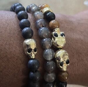 Macy's Beaded Skull Bracelets Set Women New
